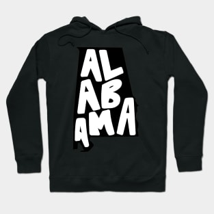 Alabama Doodle Letters Map Outline- black and white b&w Hoodie